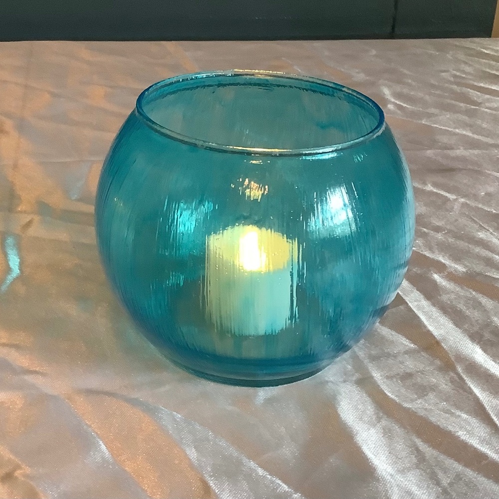 Vintage/retro looking tinted bubble glass candle holder…you pick tint color